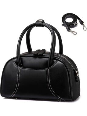 Women's Black Small Shoulder Bag Purses Vintage Hobo Clutch Detachable Strap